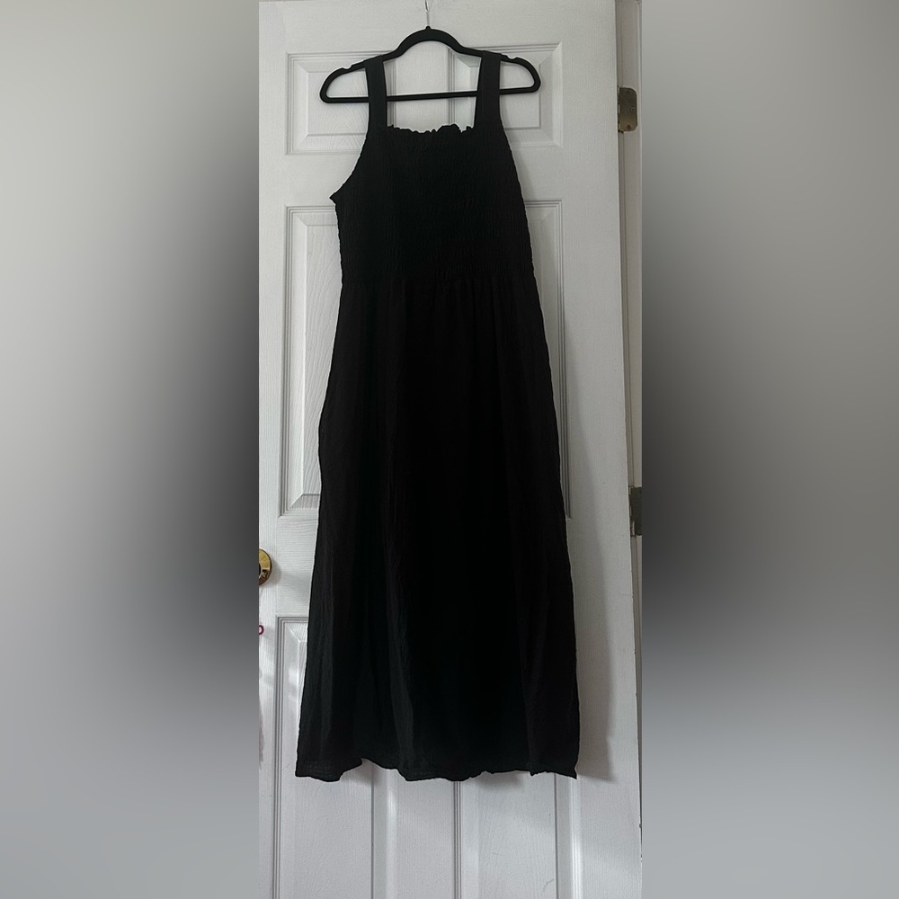 Everlane Black Sleeveless Square Neck Maxi Dress